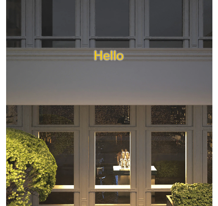 Custom text: Hello